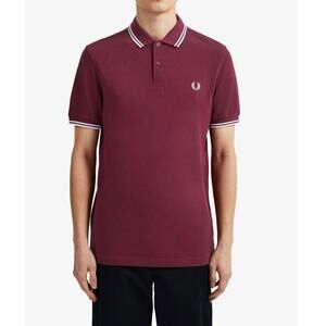 Fred Perry Short Sleeve Twin Tipped Polo Shirt Men's XL Slim Fit Burgundy